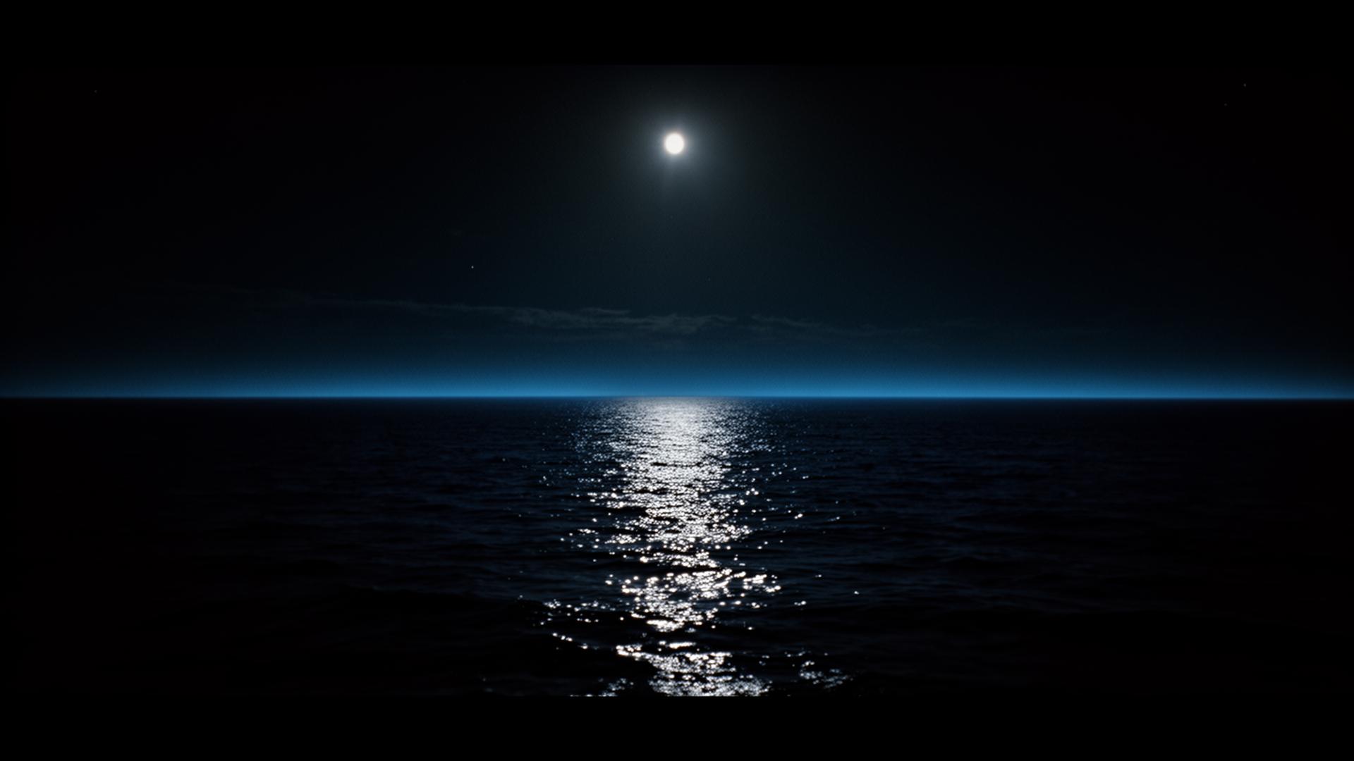 Moonlit ocean at night